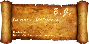 Bentsik Jávorka névjegykártya